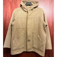 MADE IN ENGLAND製 フード付き ウールナイロンコート ベージュ