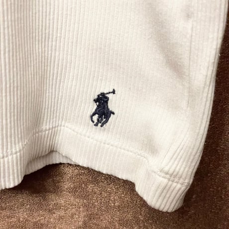 Polo by Ralph Lauren クルーネックリブ編みTシャツ ホワイト Mサイズ