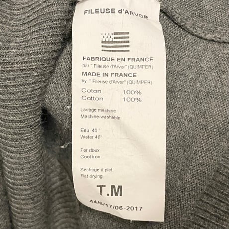 MADE IN FRANCE製 Fileuse d'Arvor × ZUCCa CABANE de ZUCCa コットンニットバスクシャツ ブラック×パープル×グレー Mサイズ