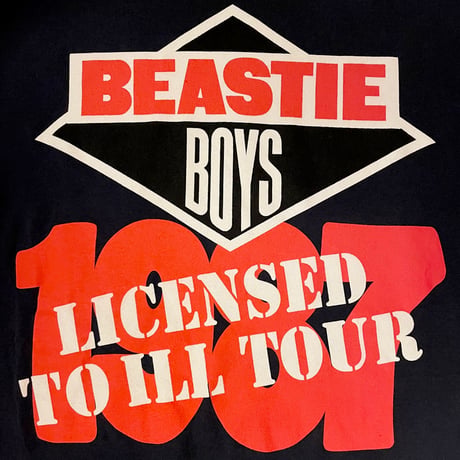 BEASTIE BOYS 「LICENSED TO ILL TOUR 1987」 プリント入り バンドTシャツ anvilボディ ネイビー Sサイズ