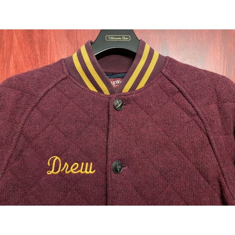 MADE IN ITALY製 DREW&CO. キルティングウールスタジアムジャケット ワインレッド Mサイズ