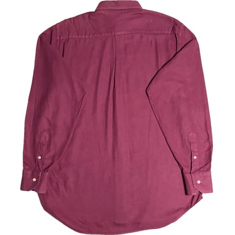 MADE IN ITALY製 BARNEYS NEWYORK 長袖ボタンダウンシャツ エンジ Mサイズ