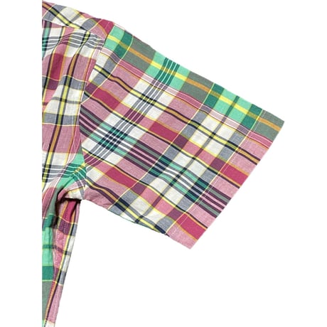BROOKS BROTHERS 346 SLIM FIT ボタンダウン半袖チェックシャツ マルチカラー Ｓサイズ