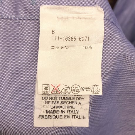 MADE IN ITALY製 ETRO 長袖シャンブレーボタンダウンシャツ パープルブルー 41サイズ