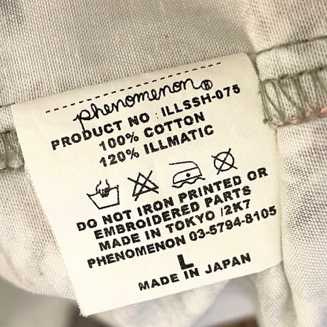 激レア MADE IN JAPAN製 PHENOMENON 2007年モデル 薔薇兵士柄 半袖コットンミリタリーシャツ カーキ Lサイズ