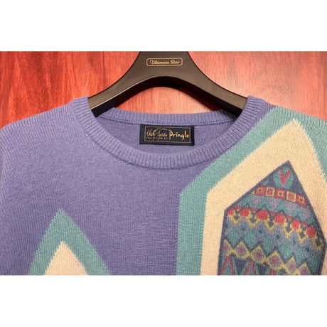 MADE IN SCOTLAND製 90s Pringle COLLECTION by Nick Faldo ヴァージンウール クルーネックセーター ラベンダー XLサイズ