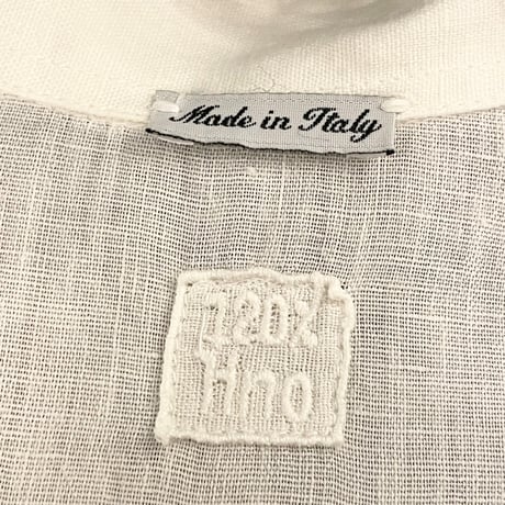 【TOMORROWLAND 取り扱い】 MADE IN ITALY製 120% lino バック刺繍入り半袖リネンシャツ ホワイト Sサイズ