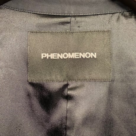 激レア MADE IN JAPAN製 PHENOMENON 2014年SSモデル 編み込みニット袖切り替えデザインステンカラーコート ネイビー L/40サイズ