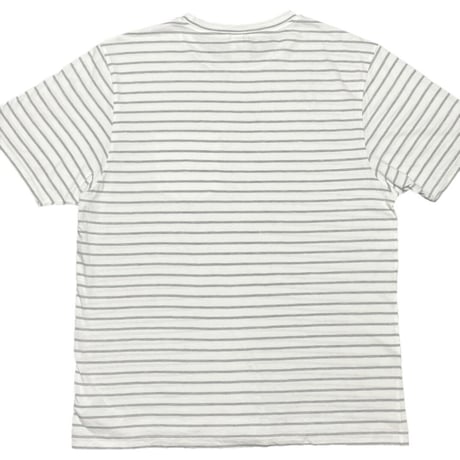 FRANKLIN MARSHALL ポケット付き半袖ボーダーTシャツ ホワイト×グレー Lサイズ