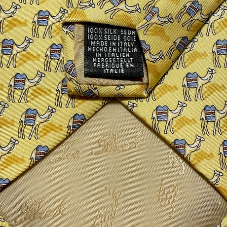 MADE IN ITALY製 BEAUFORT Tie Rack ラクダ柄シルクネクタイ イエロー