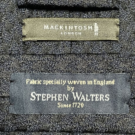 MADE IN JAPAN製 MACKINTOSH LONDON STEPHEN WALTERS生地 シルクコットンウール千鳥格子柄ネクタイ ブラック