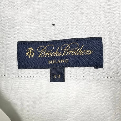 BROOKS BROTHERS MILANO 千鳥格子柄ウールコットンスラックス ブラック×ホワイト W29サイズ