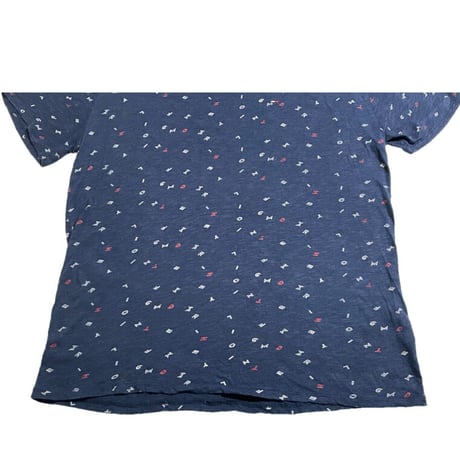HILFIGER DENIM 総柄Tシャツ ネイビー Lサイズ