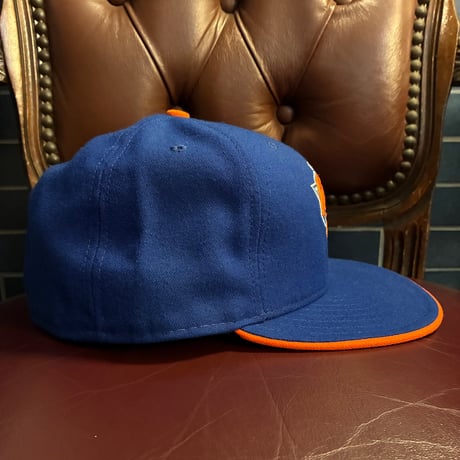 レア MADE IN USA製 NEW ERA × NBA NEW YORK KNICKS 59FIFTY ベースボールキャップ ブルー×オレンジ 7-3/8 58.7cm