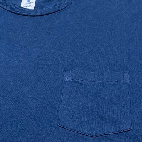MADE IN USA製 Velva Sheen ポケット付きクルーネック半袖Tシャツ ネイビー Lサイズ