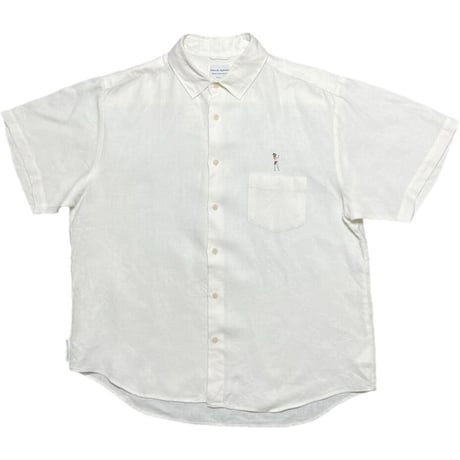 MADE IN JAPAN製 MANUAL ALPHABET 半袖リネンシャツ オフホワイト 2サイズ