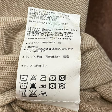 MADE IN ITALY製 NAPAPIJRI バック刺繍入り半袖鹿の子ポロシャツ ベージュ Lサイズ
