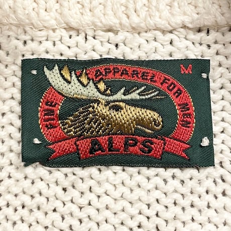 MADE IN USA製 90s ALPS Waikiki Yacht Club フルジップカーディガン ホワイト Mサイズ