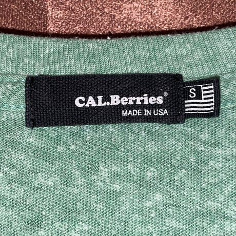 MADE IN USA製 CAL.Berries トライブレンドクルーネック半袖Tシャツ グリーン Sサイズ