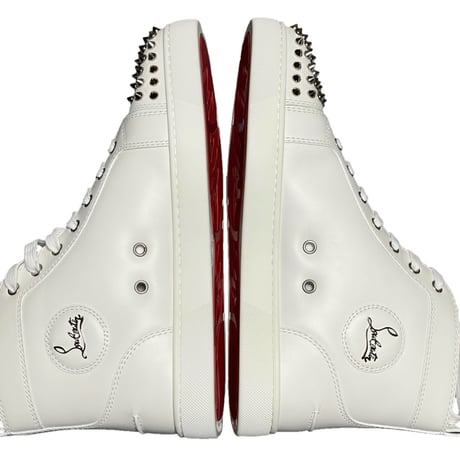 ☆箱、付属品インボイス付き新古品☆ MADE IN ITALY製 Christian Louboutin スタッズ付きハイカットレザースニーカー ホワイト 42サイズ