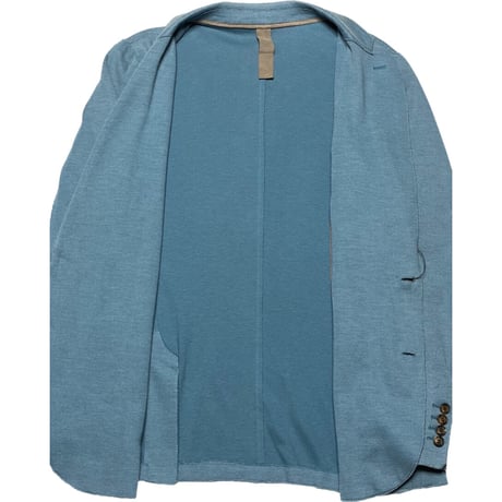 【BARNEYS NEWYORK取り扱い】MADE IN ITALY製 eleventy ニットテーラードジャケット グレイッシュブルー 52サイズ