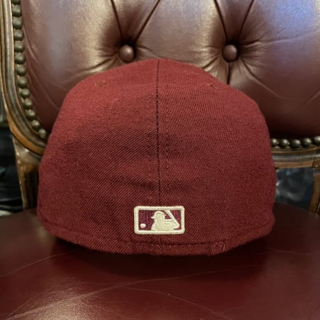 ▲訳あり商品▲ レア MADE IN USA製 NEW ERA × NEW YORK YANKEES 59FIFTY ウールベースボールキャップ バーガンディ 7-3/8 59cm