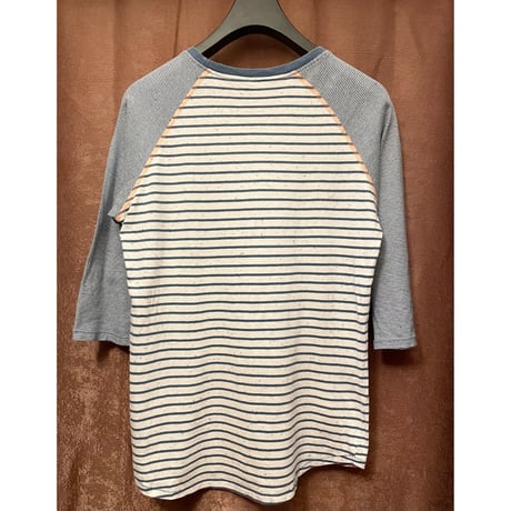 MADE IN PORTUGAL製 Nudie jeans ボーダー柄7分袖ラグランシャツ マルチカラー XSサイズ