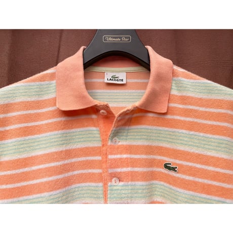 MADE IN JAPAN製 LACOSTE 半袖ボーダー柄パイルポロシャツ マルチカラー 3サイズ