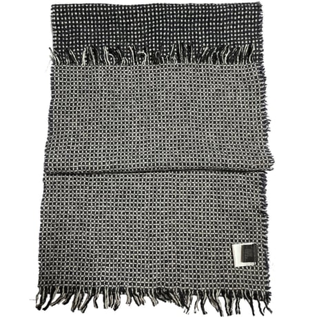 MADE IN ITALY製 BARNEYS NEWYORK ヴァージンウールコットンマフラー ネイビー×グレー