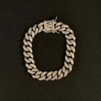 シルバー925製 AVALANCHE ジルコニアマイアミキューバンブレスレット シルバー 幅12mm×21cm