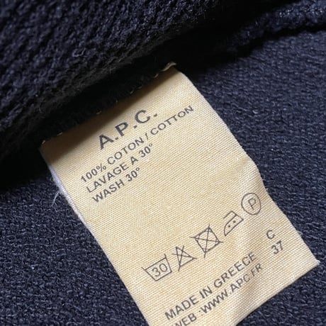 MADE IN GREECE製 A.P.C. HARAJUKU UNDERGROUND ワッペン付きスウェットジップジャケット ブラック 0サイズ