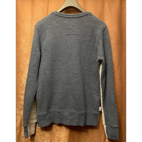 MADE IN ITALY製 FRANKLIN MARSHALL VARSITY ツートンカラースウェットトレーナー グレー×ネイビー XSサイズ