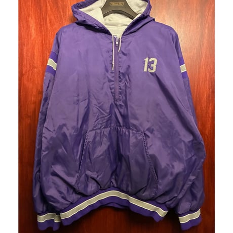 MADE IN USA製 GAME Sportswear Ltd. ROCKFORD LUTHERAN ハーフジップナイロンパーカー パープル XLサイズ