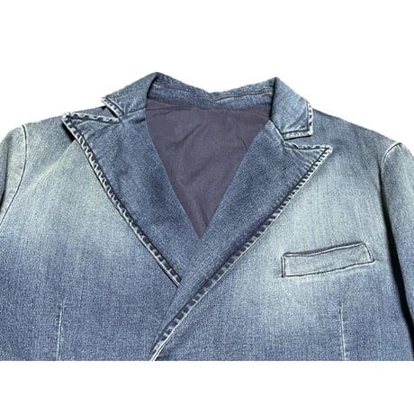 タグ付き Care label デニムダブルテーラードジャケット インディゴ Mサイズ
