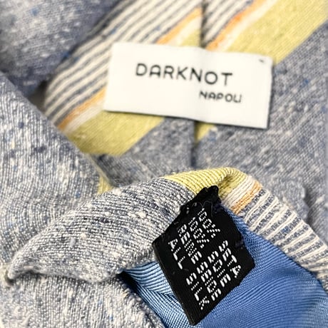 MADE IN ITALY製 DARKNOT NAPOLI レジメンタルストライプ柄シルクナローネクタイ ブルー