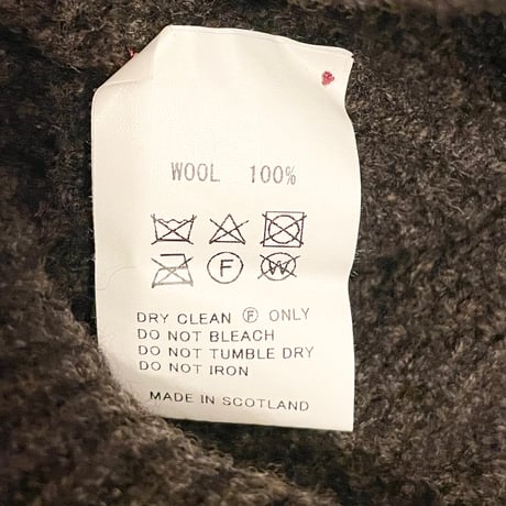 MADE IN SCOTLAND製 WILLAM LOCKIE ケーブルニット クルーネックウールセーター ブラウン 40サイズ