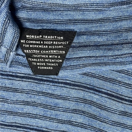 DENHAM 半袖コットンボーダーTシャツ インディゴ Mサイズ