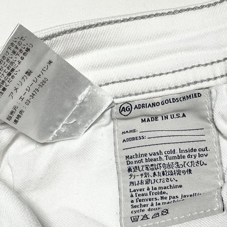 MADE IN USA製 ADRIANO GOLDSCHMIED ホワイトデニムパンツ ホワイト W30サイズ