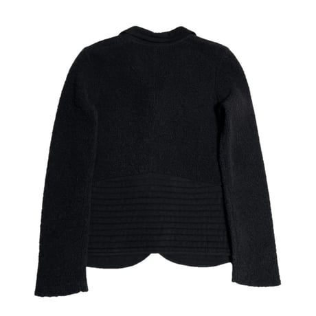 MADE IN ITALY製 ARMANI COLLEZIONI パイルニットウールジャケット ブラック 40サイズ