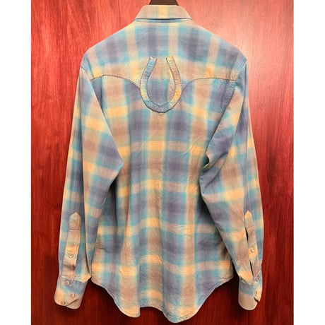 MADE IN USA製 Rockmount Ranch Wear チェック柄長袖ウエスタンシャツ ブルー 15 1/2サイズ