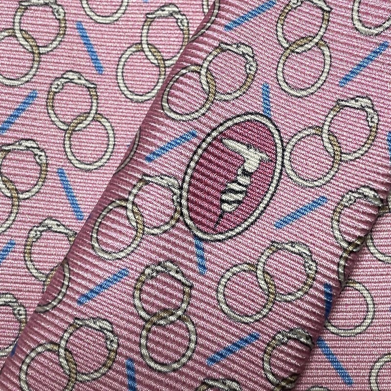 トラサルディ TRUSSARDI ネクタイ 総柄 シルク 薄ピンク グレー Trussardi - トラサルディ TRUSSARDI ネクタイ 総柄 シルク 薄ピンク