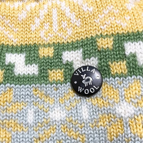 MADE IN EU製 VILLA WOOL ウールニット帽 グリーン×イエロー
