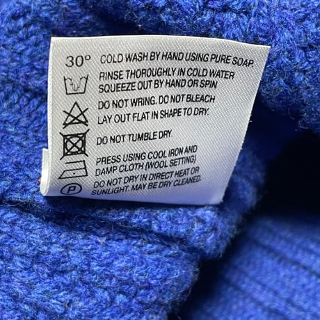 MADE IN SCOTLAND製 WILLIAM LOCKIE クルーネックラムウールセーター ブルー 40サイズ