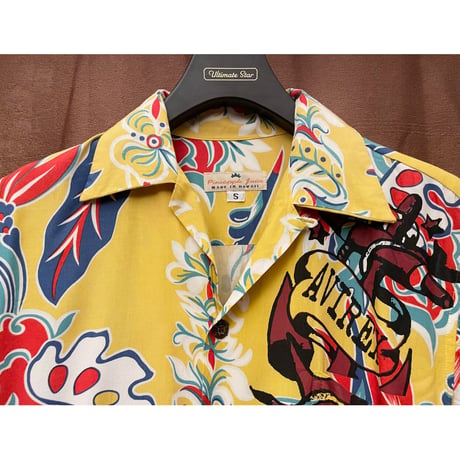 激レア MADE IN JAPAN製 Pineapple Juice × AVIREX コラボレーション半袖アロハシャツ イエロー Sサイズ