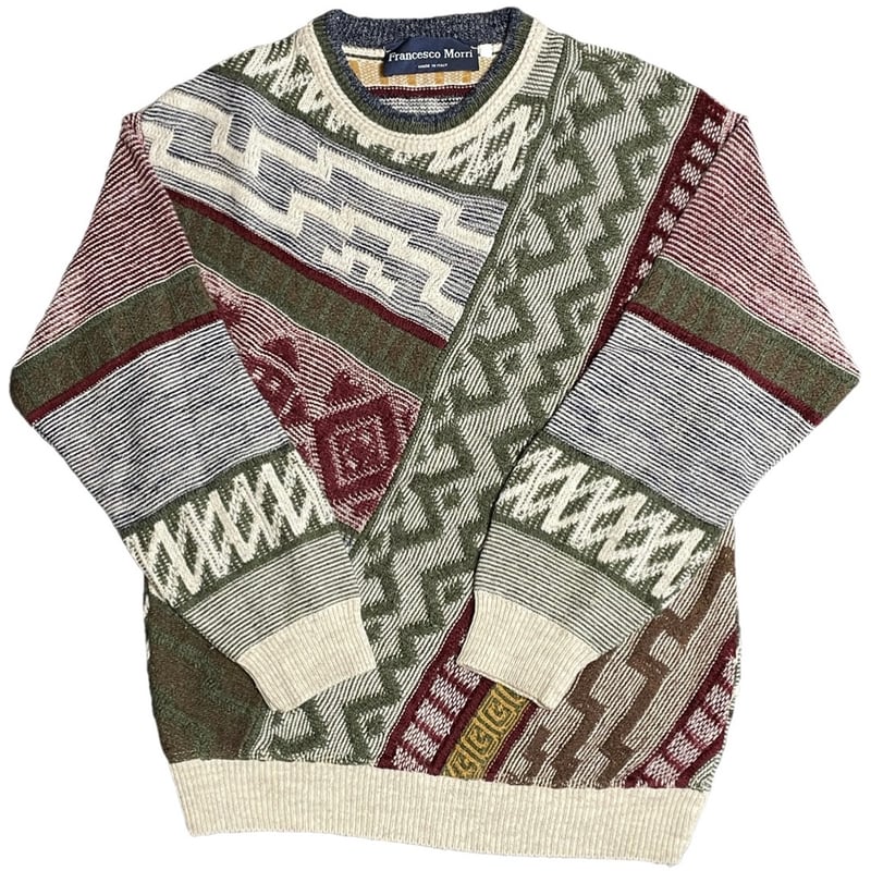 MADE IN ITALY製 Francesco Morri 3Dニットセーター マルチカラー