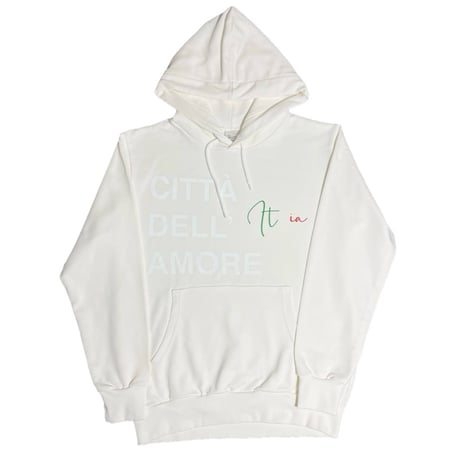 ★新品★ MADE IN ITALY製 MAGLIA 2025年SSモデル S-4001「CITTA DELL AMORE ITALIA」プリント入りプルオーバーパーカー オフホワイト S～XLサイズ