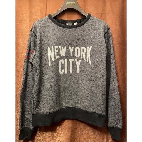 MADE IN USA製 Schott N.Y.C. プリントスウェットトレーナー 杢グレー Mサイズ