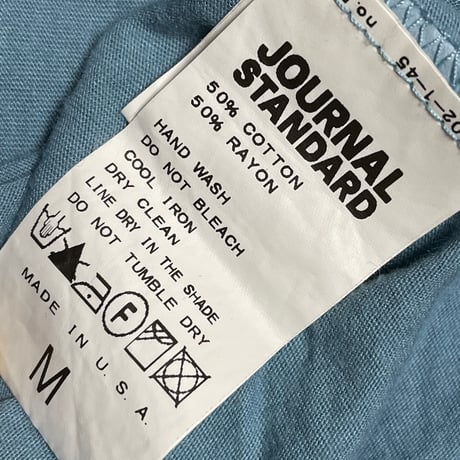 MADE IN USA製 JOURNAL STANDARD CALIFORNIA 無地Vネック半袖Tシャツ グレイッシュブルー Mサイズ