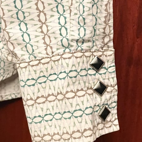 MADE IN USA製 H BAR C CALIFORNIA RANCHWEAR 総柄長袖ウエスタンシャツ ホワイト Sサイズ