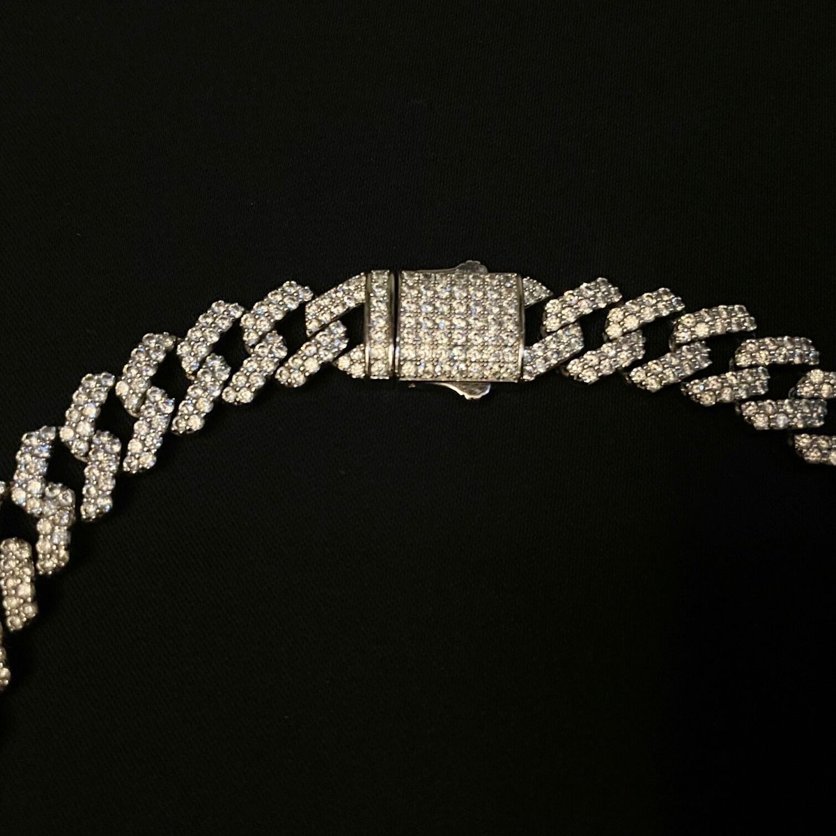 シルバー925製 ジルコニアマイアミキューバンネックレス シルバー 幅